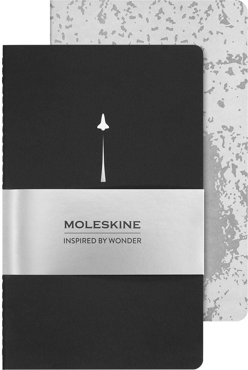 Moleskine NASA-Notizbuch, großes 2er-Set, leer, schwarz