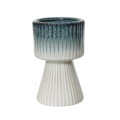 Decoris Blumentopf aus Keramik ø12x19,5cm blau weiß