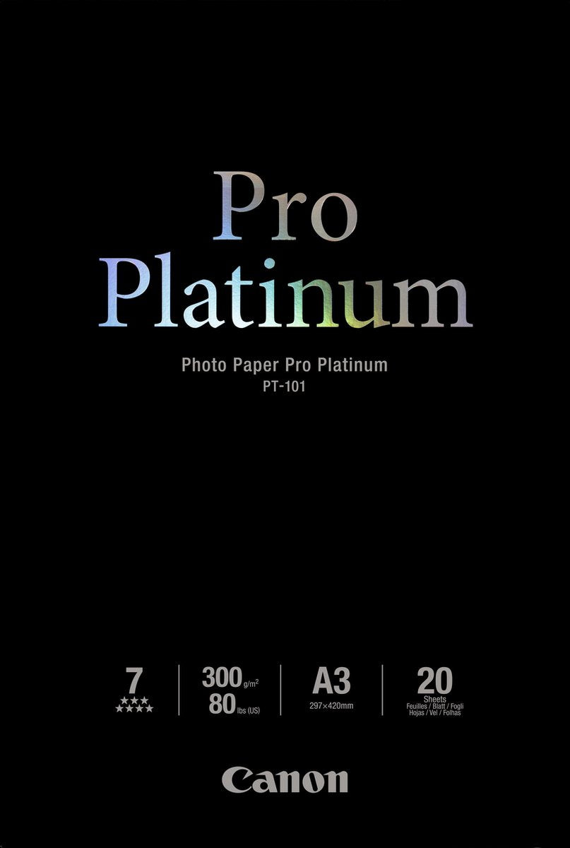 Canon PT-101 Pro Platinum Fotopapier – A3 20 Blatt