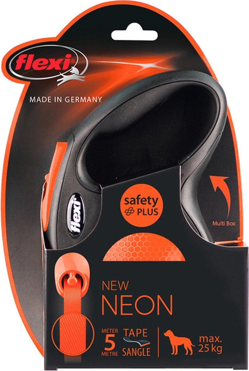 Flexi rollijn neues neon band schwarz orange