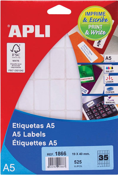Etiketten apli 581866 weiß 525 Stück