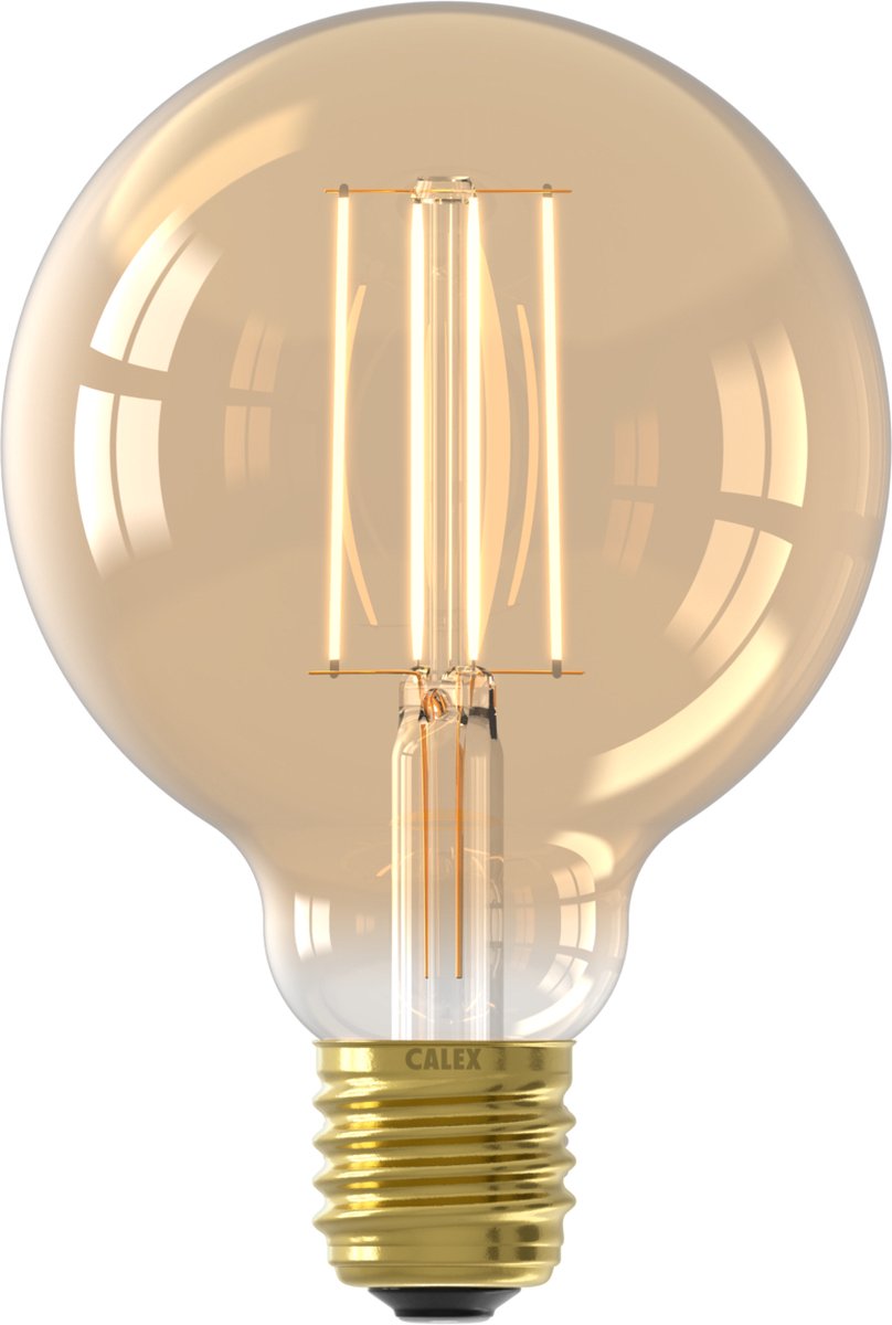 Calex-Filament-LED-Lampe – G95-Vintage-Lichtquelle – E27 – Gold – warmweißes Licht – dimmbar