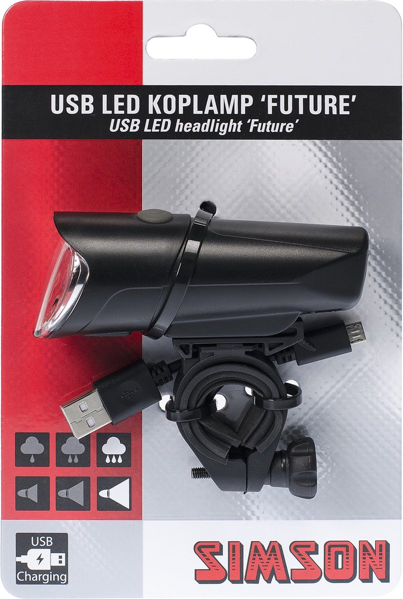 Scheinwerfer Future USB LED wiederaufladbar schwarz