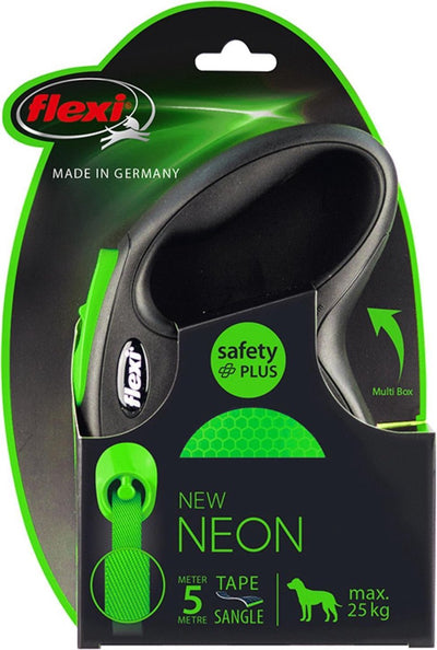 Flexi Rollijn neues Neonband schwarz Grün