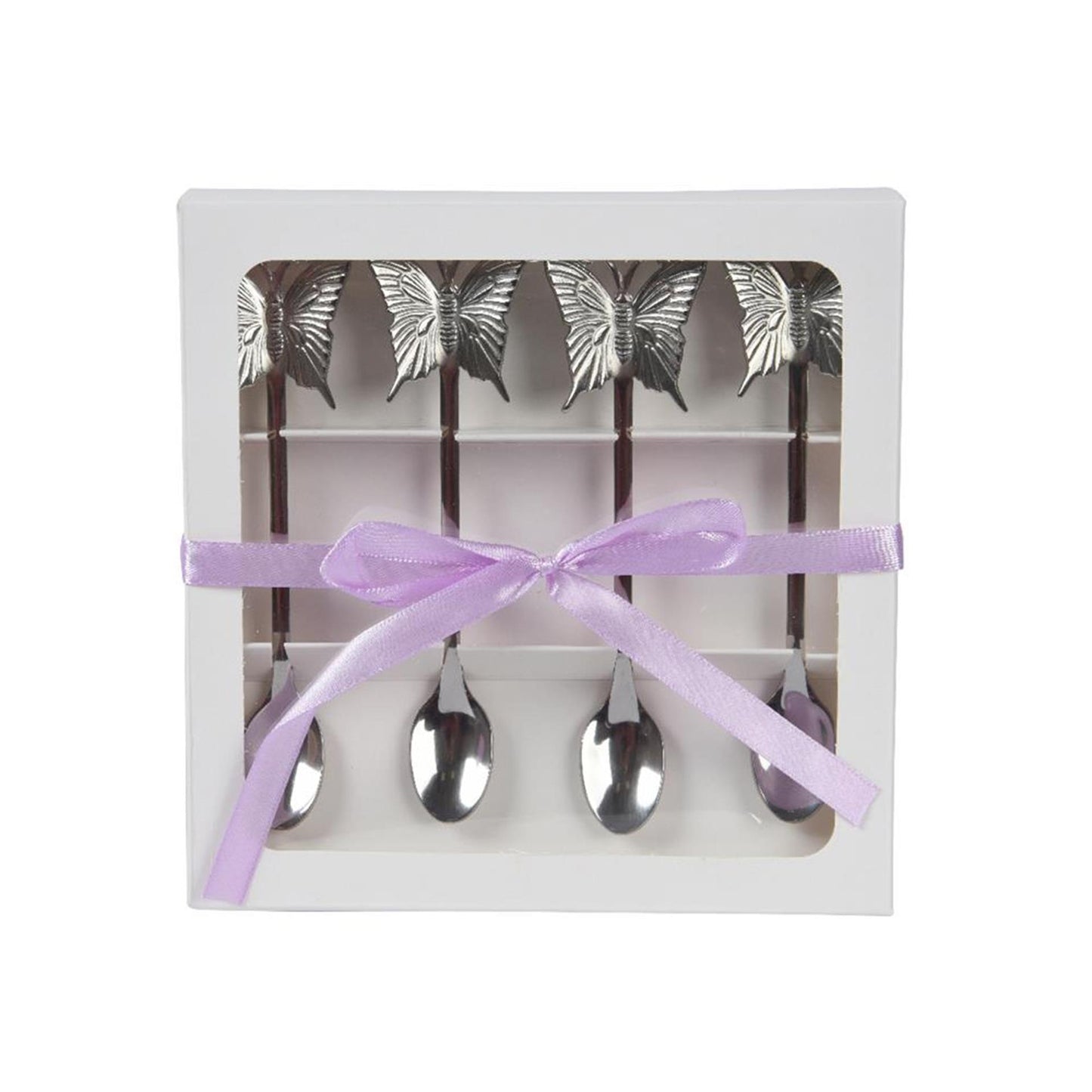 Decoris Schmetterlings-Teelöffel-Set, 4-teilig, Edelstahl