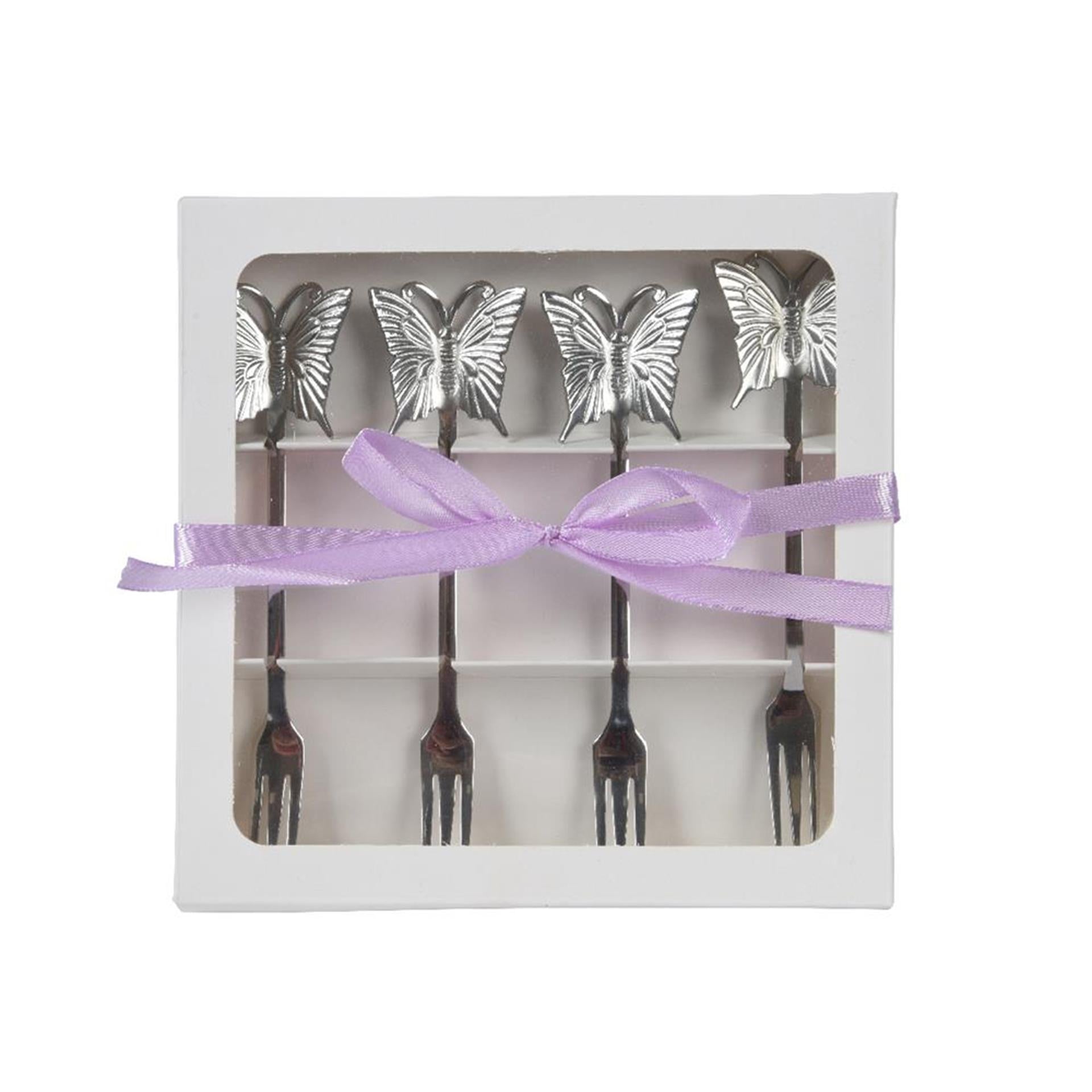 Decoris Gebäckgabel-Set 4-teilig aus Edelstahl