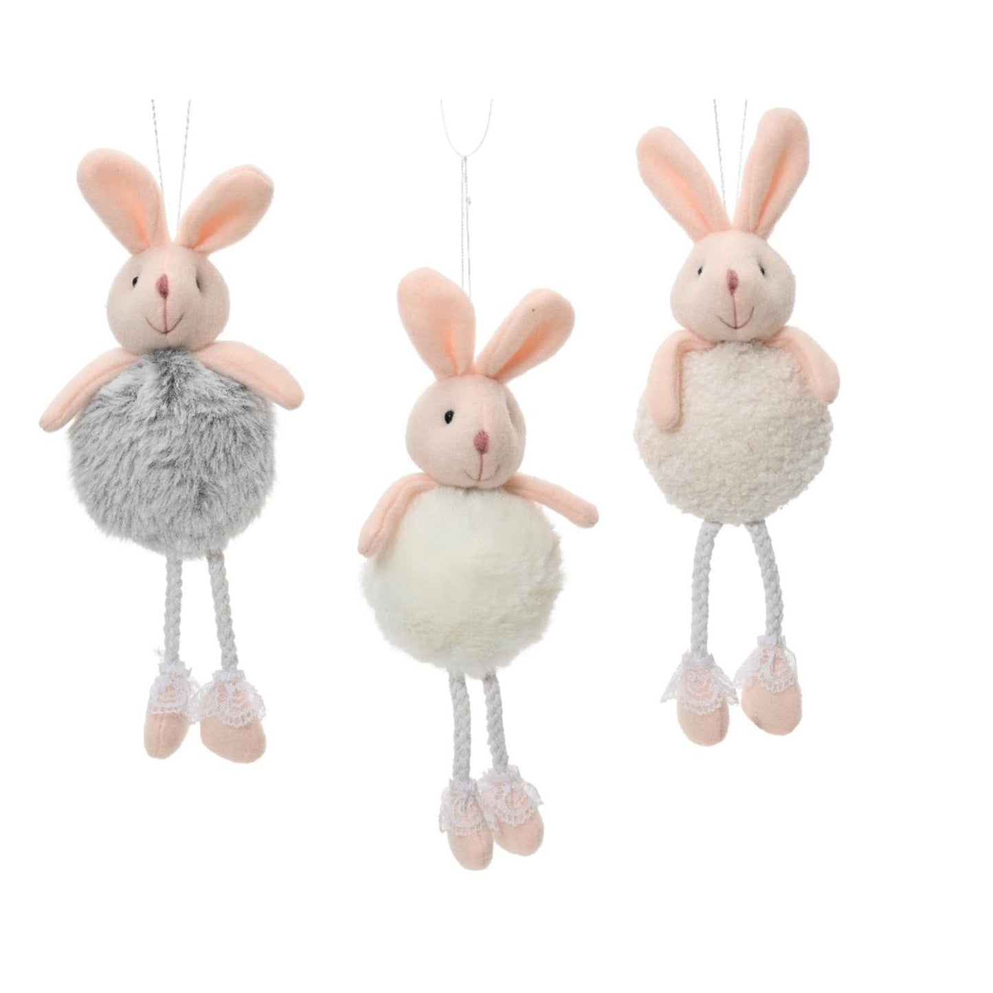 Decoris Osteranhänger Hase Polyester 24cm weiß