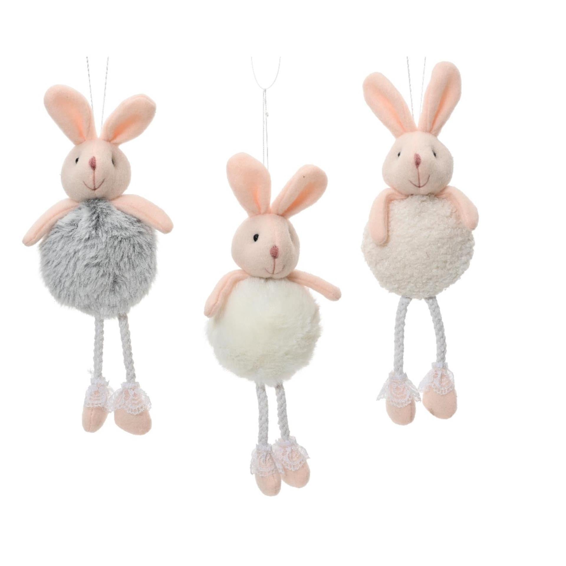 Decoris Osteranhänger Hase Polyester 24cm weiß