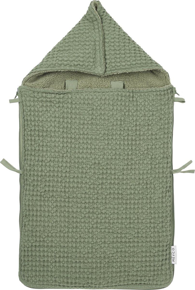 Meyco Baby Waffel-Teddy-Fußsack – olivgrün – 40 x 82 cm