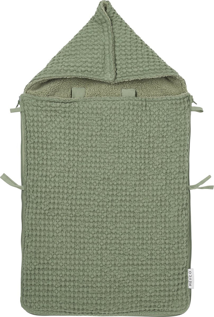 Meyco Baby Waffel-Teddy-Fußsack – olivgrün – 40 x 82 cm