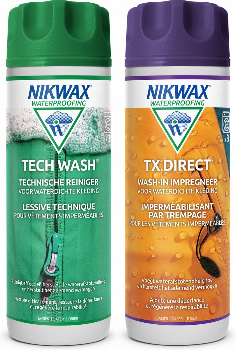 Nikwax Tech Wash TX Direct Benefit Set – Imprägniermittel – Waschmittel – 2er-Pack – 300 ml
