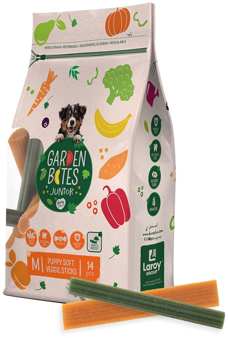 Garden Bites duvoplus – weiche Gemüsesticks Hundesnacks – Hundeleckerlis – vegetarisch glutenfrei – Welpe mittel 14 Stück