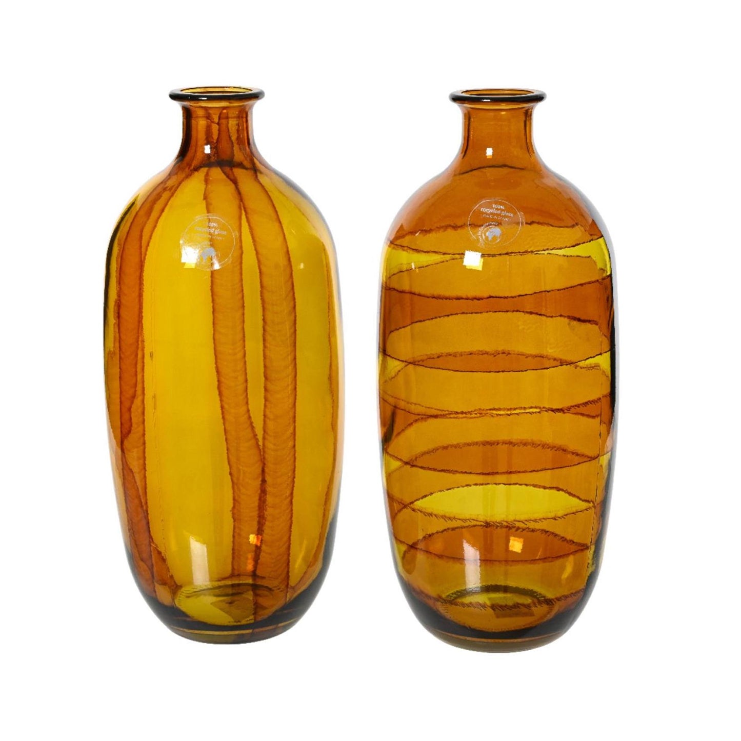 Decoris Vase aus recyceltem Glas, H31 cm, gelb