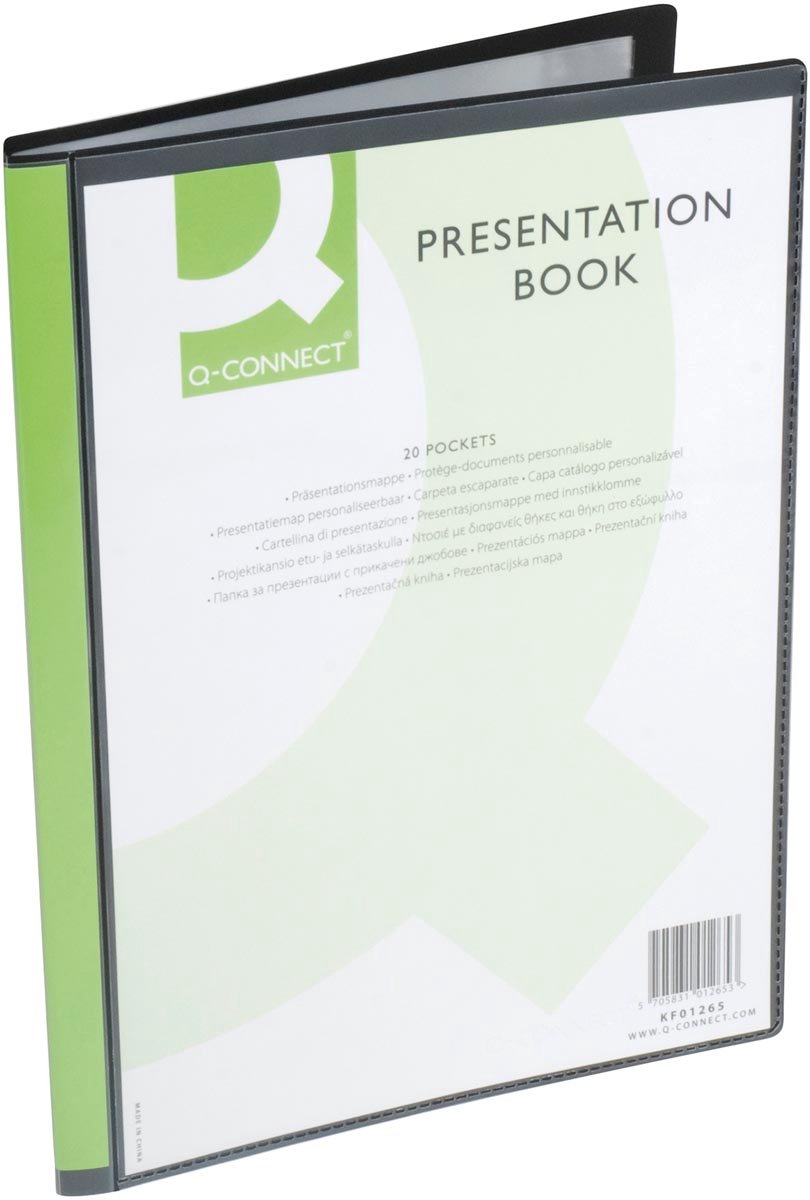 Q-connect Showalbum personalisierbar A4 20 Tüten schwarz 12 Stück