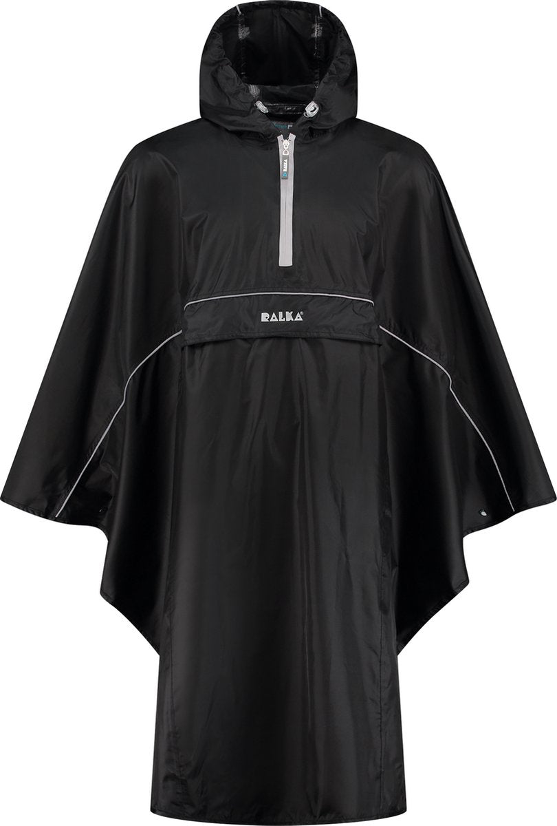 Ralka Regenponcho wasserdicht reflektierend – Schwarz – Erwachsene