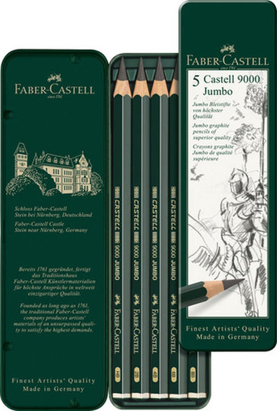 Faber-Castell Graphitstift-Set – Serie 9000 Jumbo – Blechetui mit 5 Stück – FC-119305
