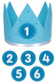 Goki Geburtstagskrone blau L59,5cm, mit austauschbaren Zahlen 1-6, Filz, 1+