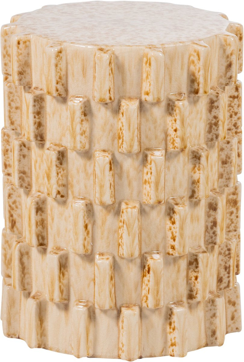 Woood axu dekorativer Beistelltisch ø 35 cm - Keramik - Sand - 45x35x35