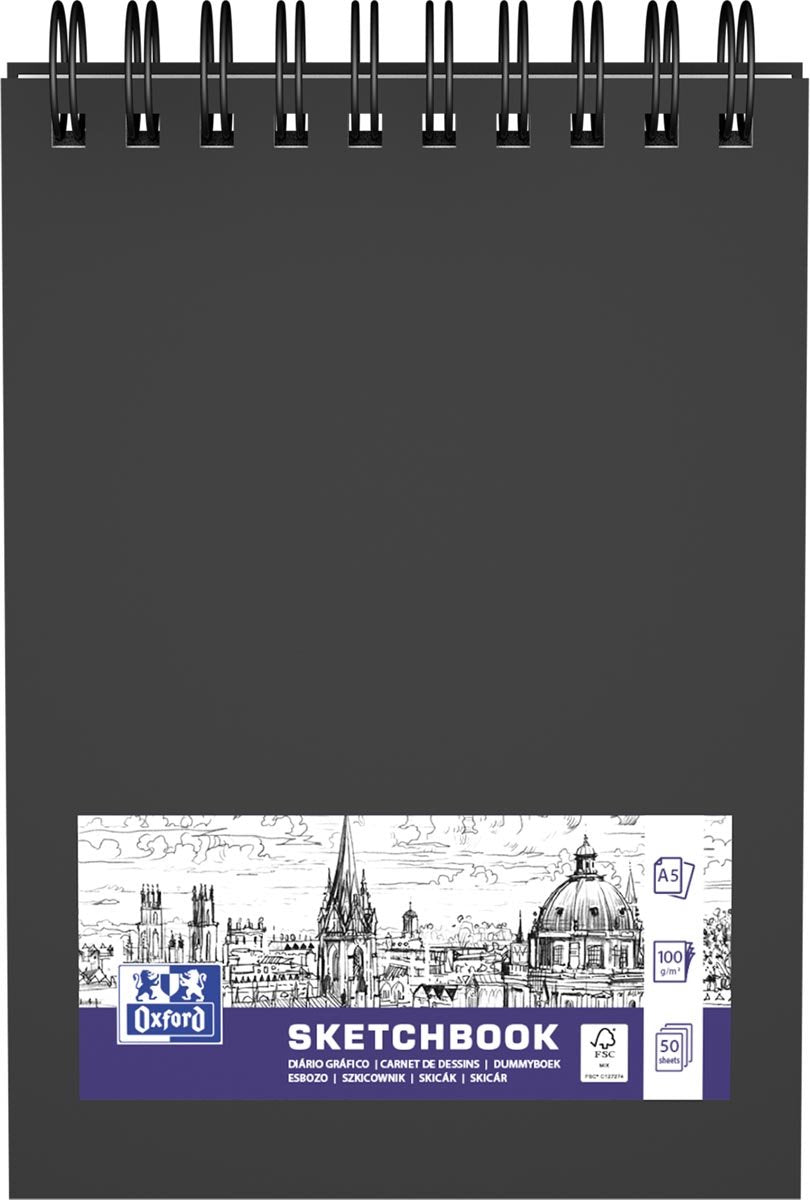 Oxford Skizzenbuch A5 50 Blatt Spirale | 5 Stück