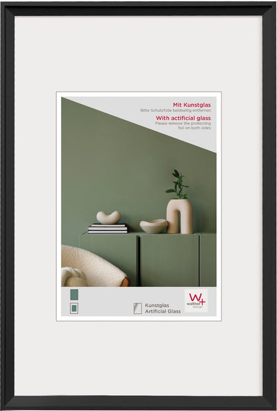 Walther Wunsch - Kunststoffrahmen - Fotogröße 40x50 cm - Kunstglas - Schwarz