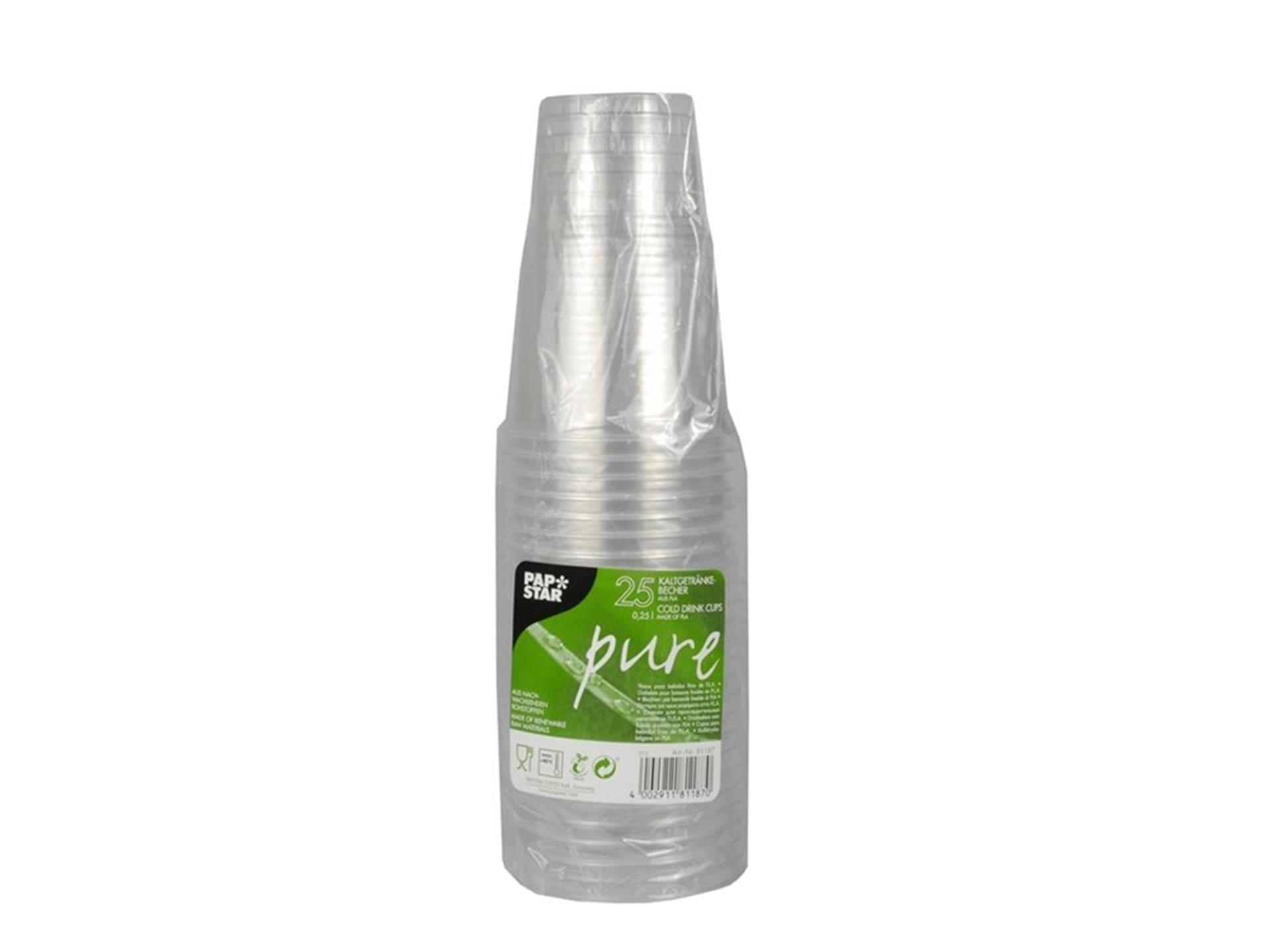 Papstar 25 Trinkbecher PLA Pure 250ml kristallklar