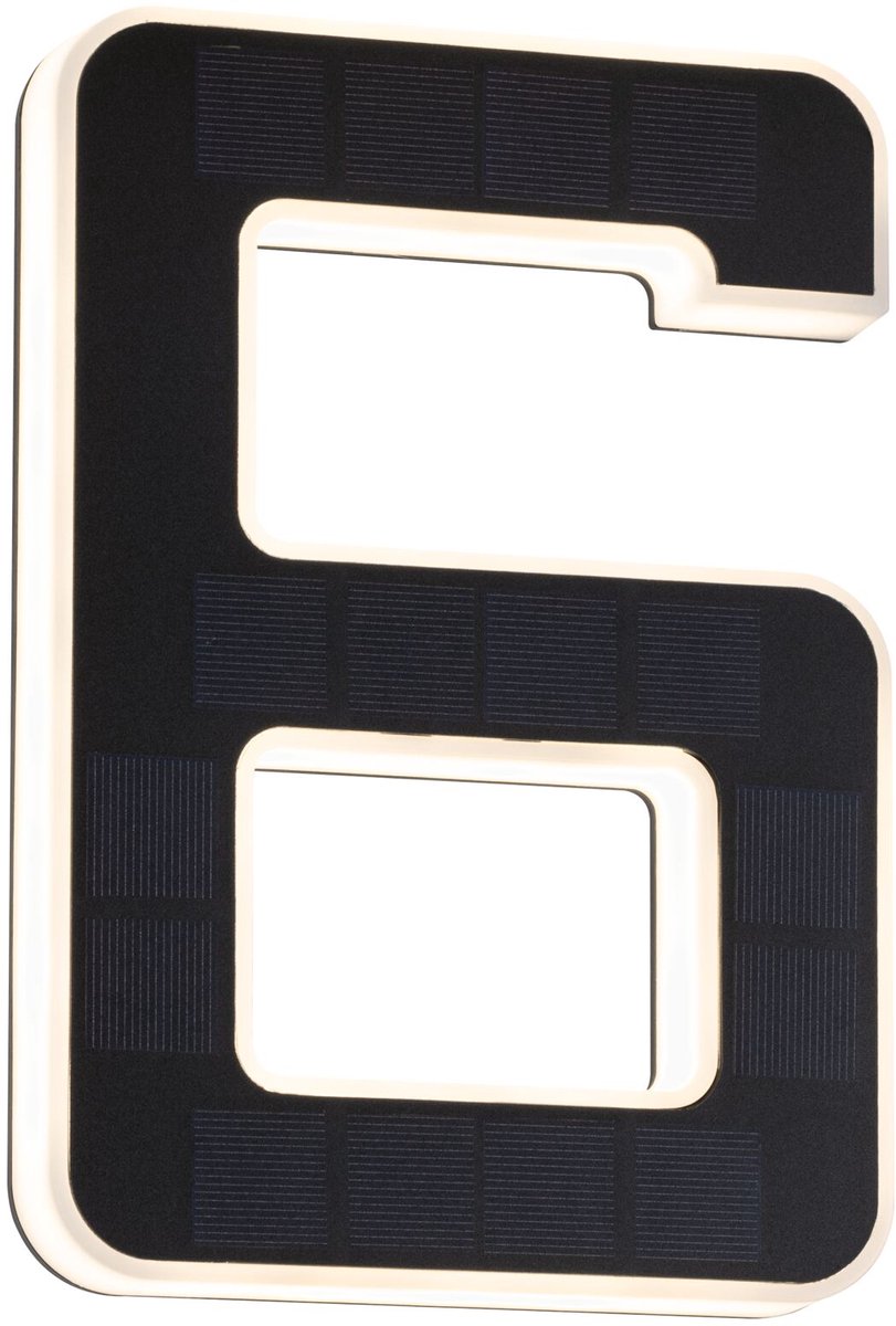 Paulmann Solar-LED-Hausnummernbeleuchtung inkl. austauschbarer Akku Nummer 6 IP44 3000k 6lm schwarz