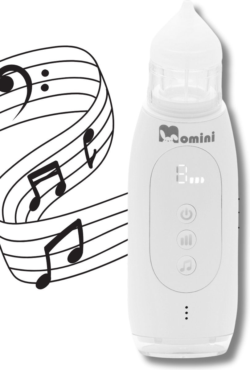 Momini Breezy Automatischer Nasenreiniger – Nasensauger für Kinder – Selbstreinigend – Musikfunktion – IPX6 wasserbeständig – Weiß