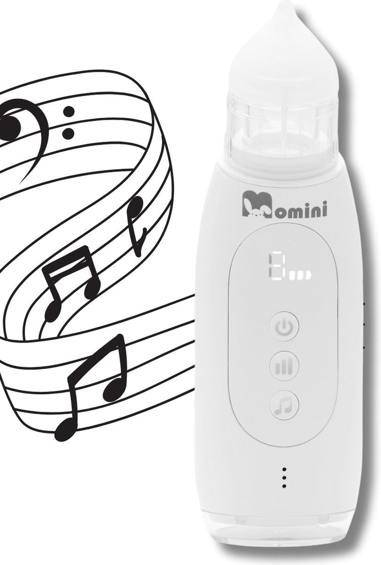Momini Breezy Automatischer Nasenreiniger – Nasensauger für Kinder – Selbstreinigend – Musikfunktion – IPX6 wasserbeständig – Weiß
