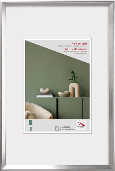 Walther Wunsch - Kunststoffrahmen - Fotogröße 40x50 cm - Kunstglas - Silber