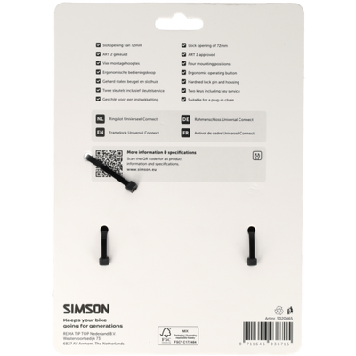 Simson Rahmenschloss Universal Connect Einsatz 72mm Art**