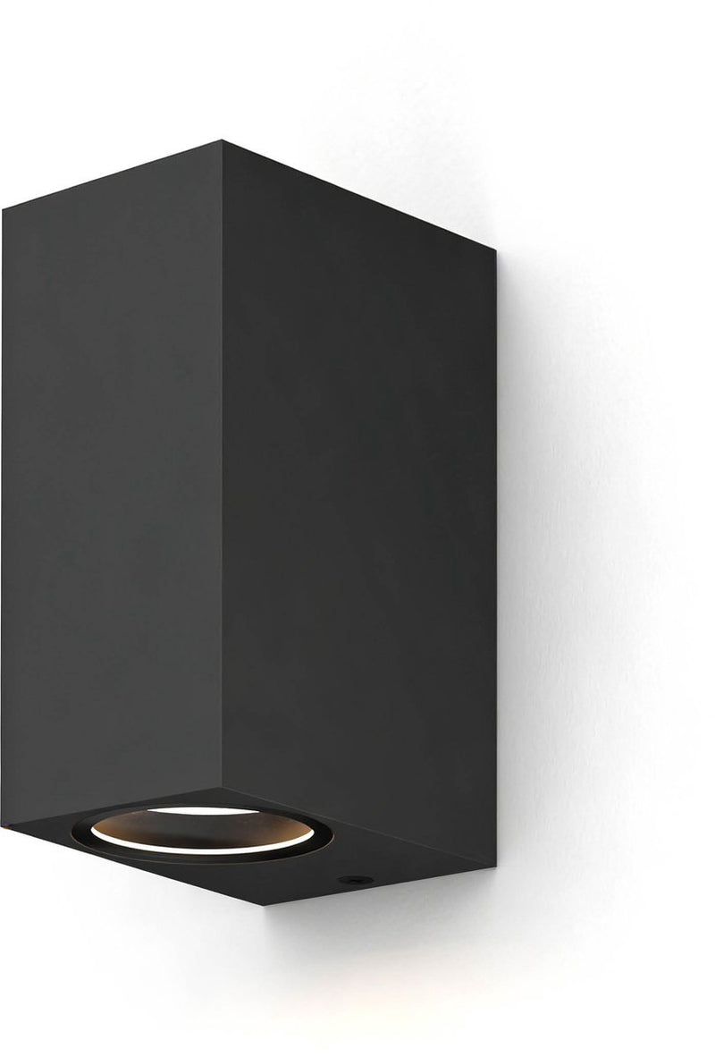 Calex Wandleuchte Up Downlight Bergamo – 2x GU10 – IP54 wasser- und staubgeschützt – für drinnen und draußen geeignet – einfache Installation – rechteckig – schwarz
