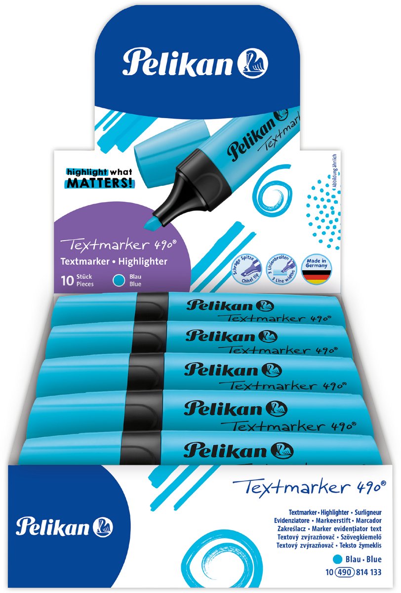 Pelikan Textmarker 490 - Textmarker - Blau - 10 Stück