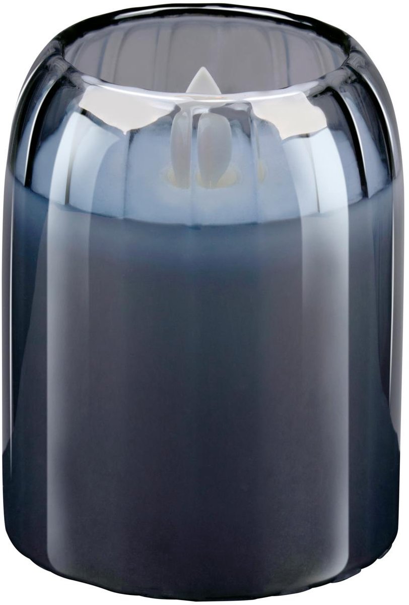 Arti casa LED-Kerze im Glas – bewegliche Flamme – Timer 6 Stunden – 7,5 x 10 cm – schwarz
