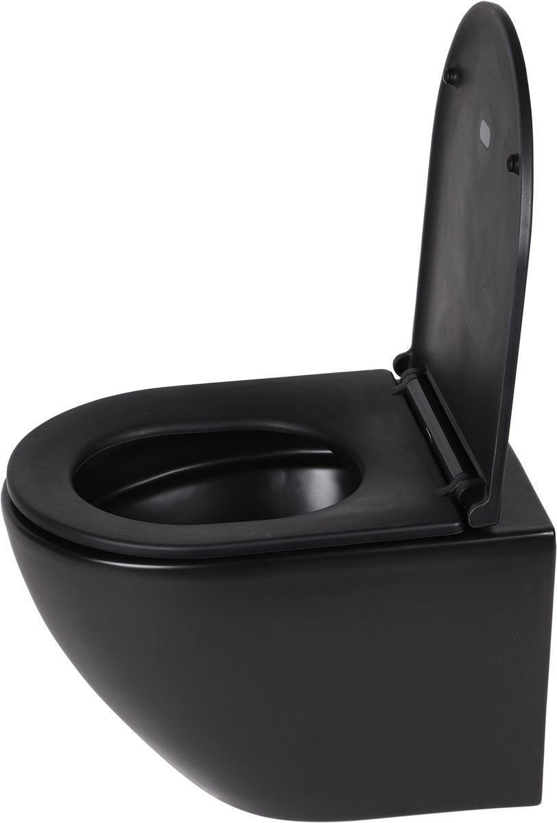 Differnz Wand-WC-Spülung spülrandlos kompakt 49x36x37cm mit Soft-Close-Sitz mattschwarz