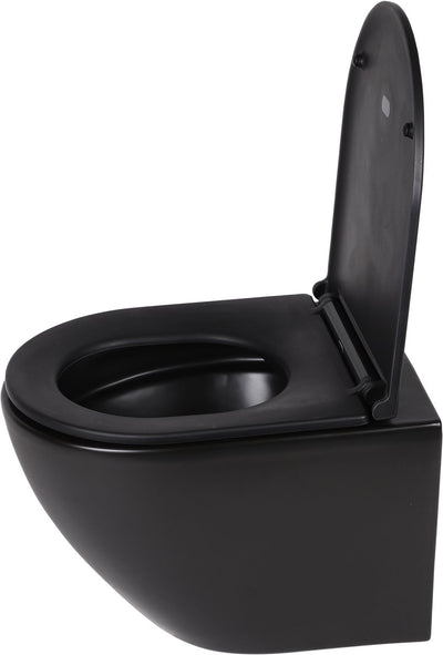 Differnz Wand-WC-Spülung spülrandlos kompakt 49x36x37cm mit Soft-Close-Sitz mattschwarz