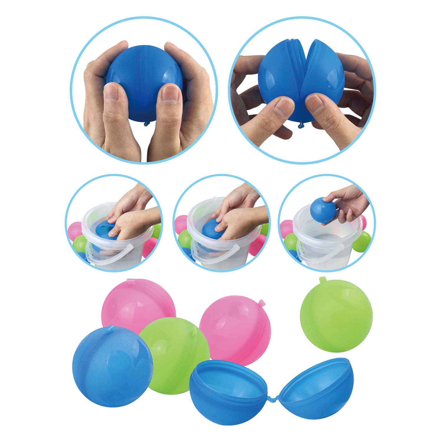 Playfun Nachfüllbare Wasserbälle, 6..