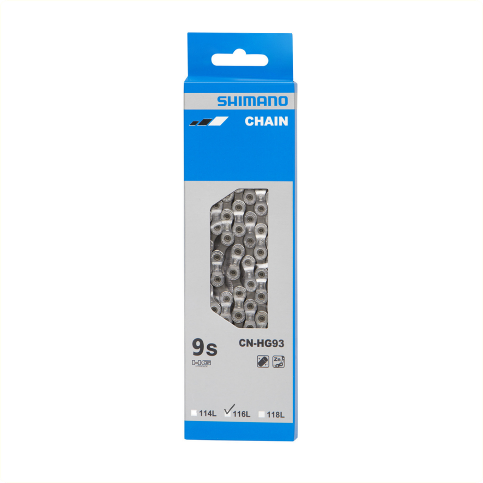 Shimano HG93 Kette 9v - Langlebige, korrosionsbeständige Fahrradkette für MTB Straße - 116 Glieder - Schwarz