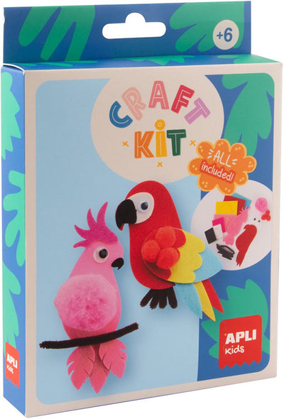 Apli Kinder-Bastelset Filzpapageien, kreatives Spielzeug.