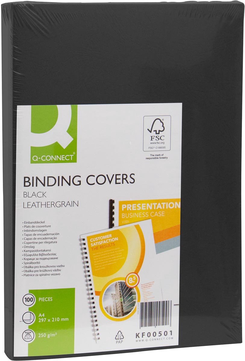 Q-Connect Deckblatt A4 Leder 250 Gramm 1 Stück schwarz