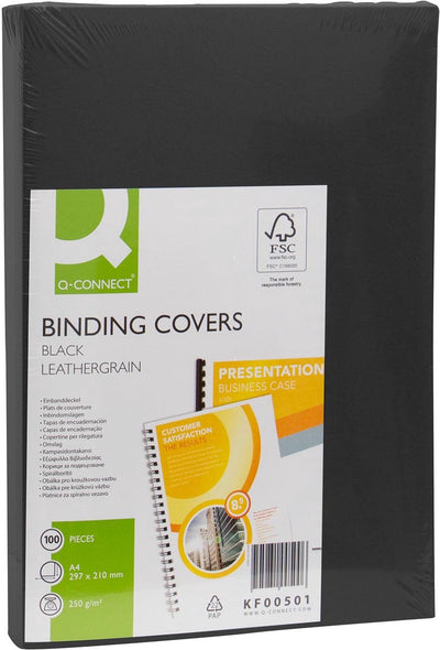 Q-Connect Deckblatt A4 Leder 250 Gramm 1 Stück schwarz
