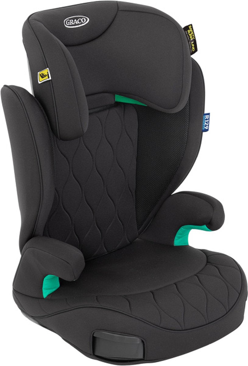 Graco Affix i-Size R129 Autositz – Midnight – Isofix-Sitzerhöhung mit Rückenlehne – von 100 bis 150 cm (ca. 3,5 bis 12 Jahre)