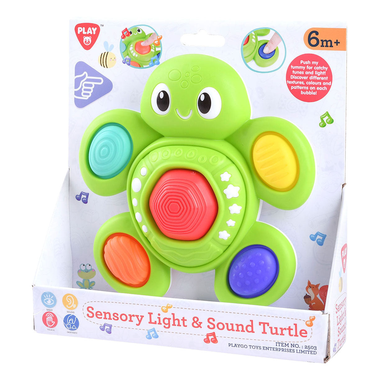Spielen Sie Baby -sensorische Schildkröte mit Licht und Geräusch