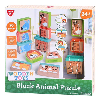 Spielen Sie Holzblock -Puzzle -Tiere, 20dlg.