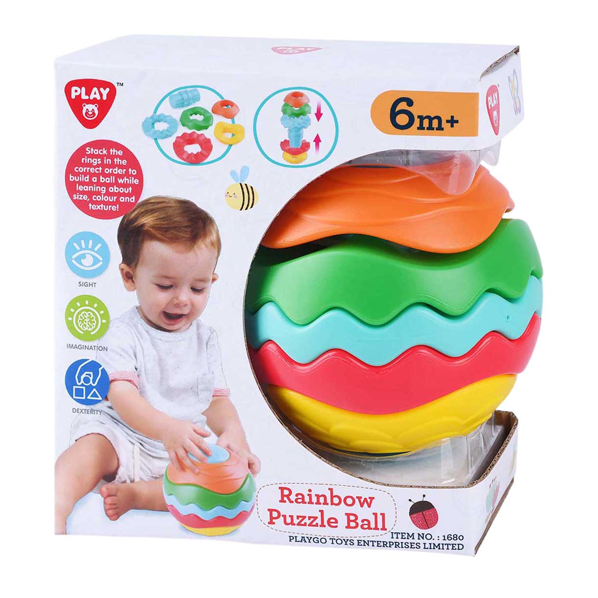 Playgo Regenbogen-Puzzleball – 6 Teile.