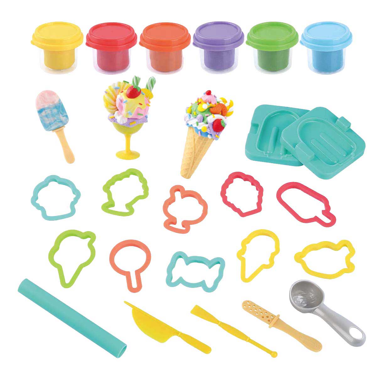 Playgo Süßigkeiten-Eis-Ton-Set – 6 Tontöpfe