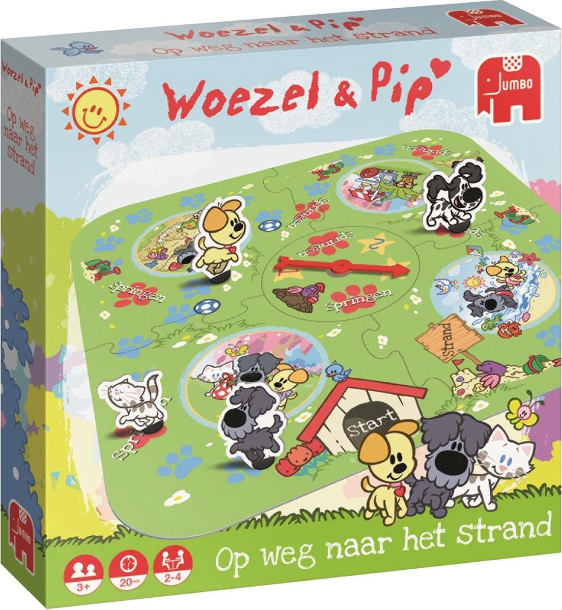 Woezel und Pip auf dem Weg zum Strandentdeckungsspiel