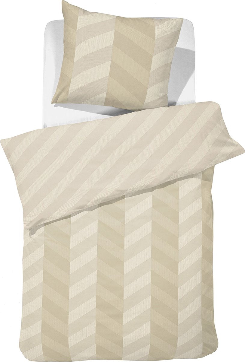 Damai Bettbezug Atomy – Satin – 140 x 200 220 cm – weiches Beige + 1 Kissenbezug 60 x 70