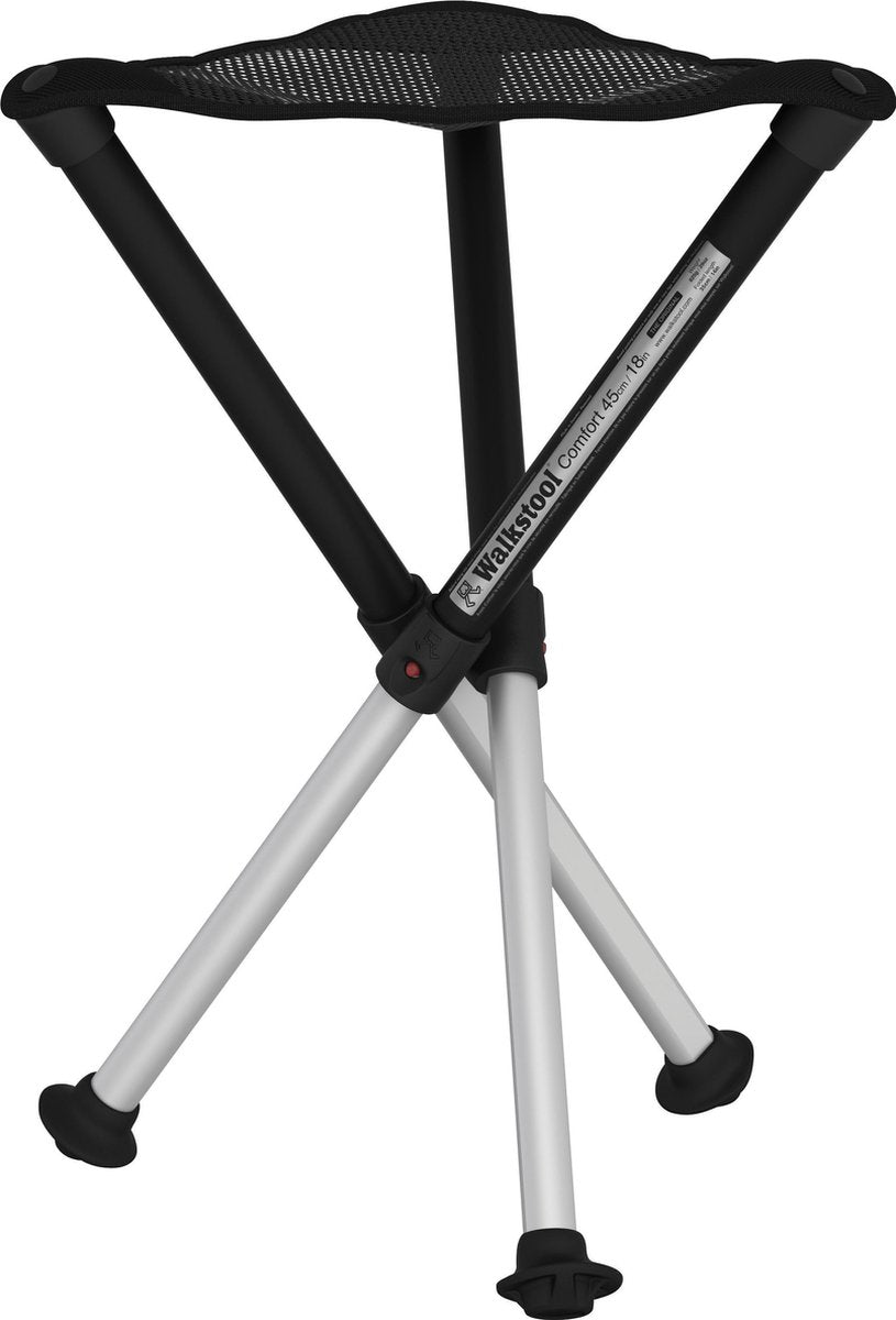 Walkstool - 3-beiniger Hocker - Komfort 45 cm - verstellbar - Schwarz
