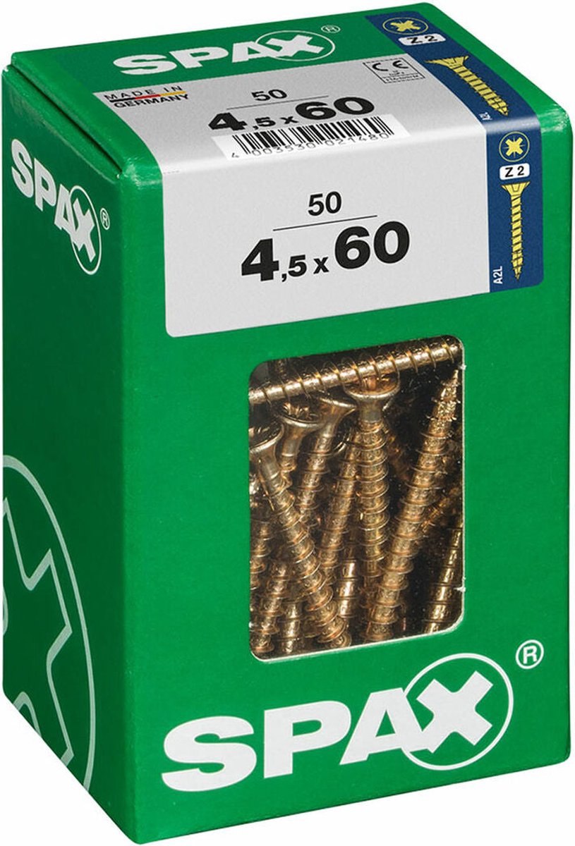 Spax Schraubendose Holzschraube Flachkopf (4,5 x 60 mm)