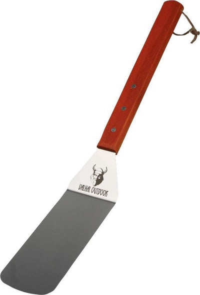 Valhal Outdoor langer flexibler Spatel – mit Lederkordel zum Aufhängen – Edelstahlholz – vh.sp4